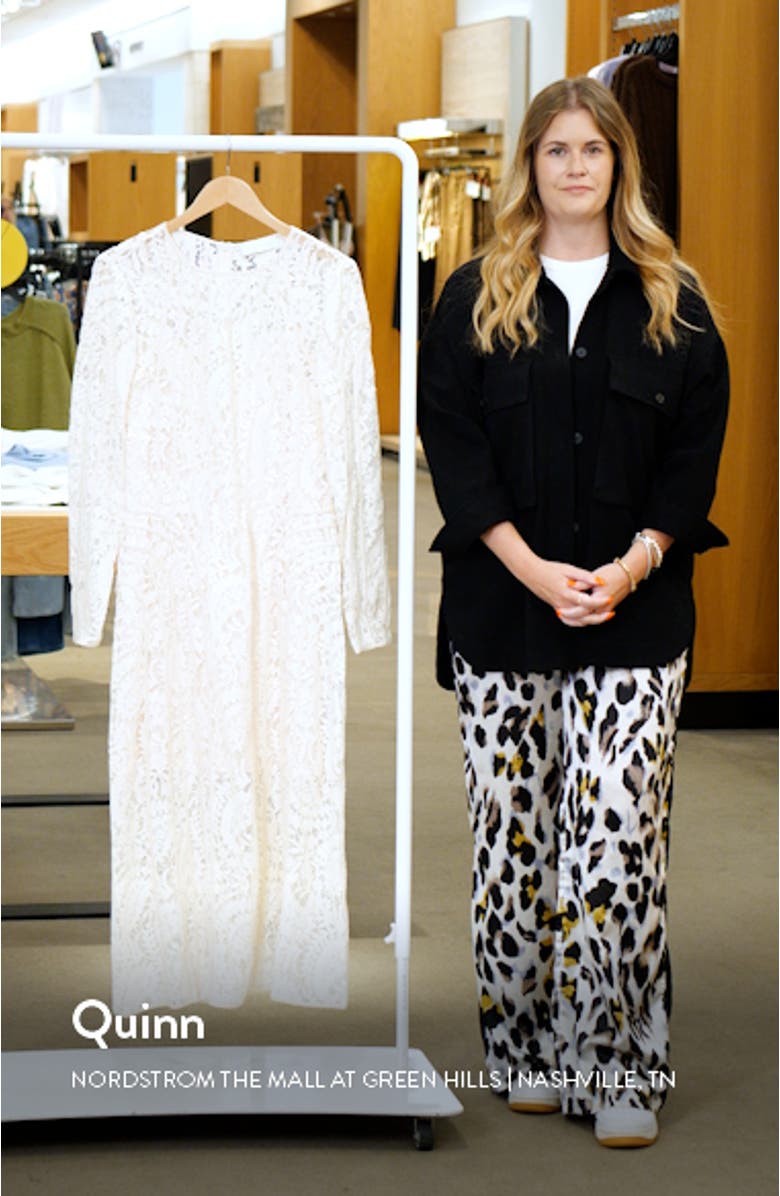 Devi Long Sleeve Cotton Blend Lace Dress, sales video thumbnail