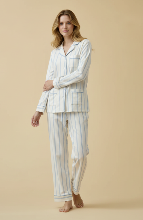 Luxe Stretch Cotton Striped Pajama Set