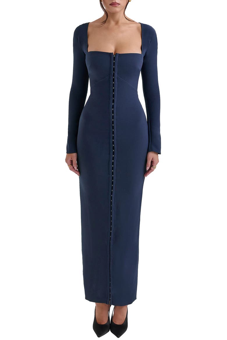 Corinthia Long Sleeve Cocktail Dress, Main, color, DRESS BLUES