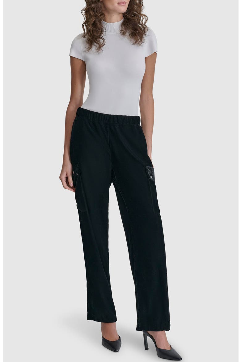 Velvet Cargo Pants, Alternate, color, BLACK