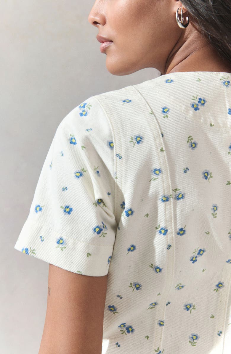 NEXT Floral Denim Minidress, Alternate, color, Neutral