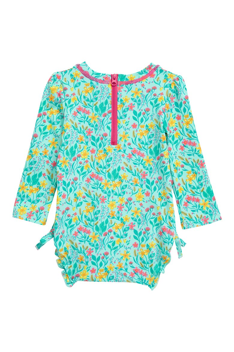 Summer Garden One-Piece Rashguard Swimsuit, Alternate, color, GREEN