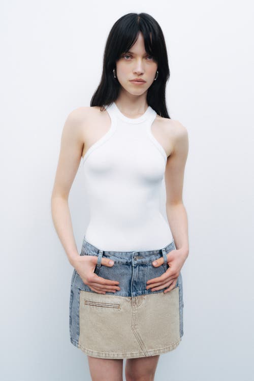 NOCTURNE NOCTURNE WASHED MINI DENIM SKIRT