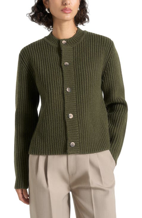 Alix Unisex Crewneck Ribbed Knit Cardigan
