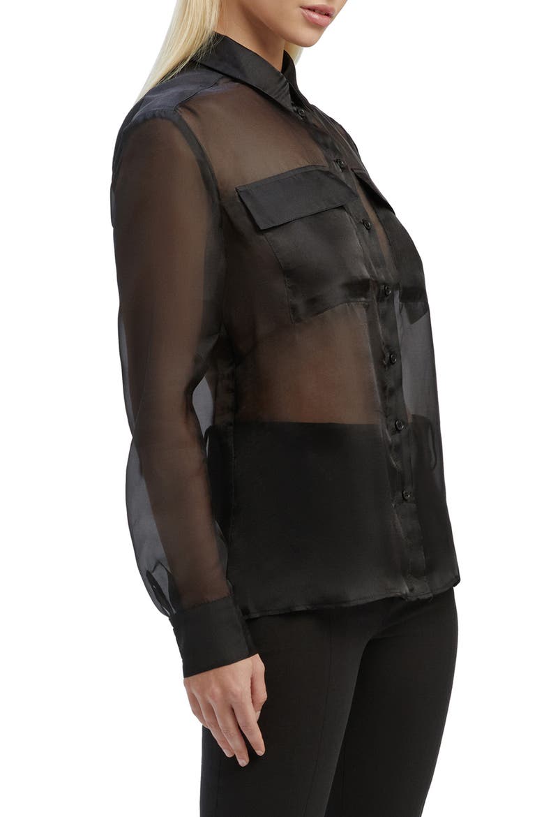 Rebecca Organza Shirt, Alternate, color, BLACK