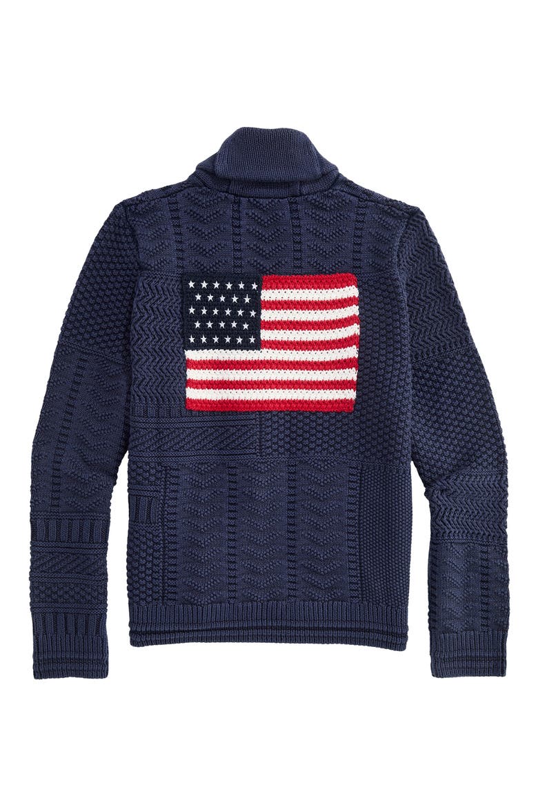 Kids' USA Patchwork Cardigan, Alternate, color, NAUTICA