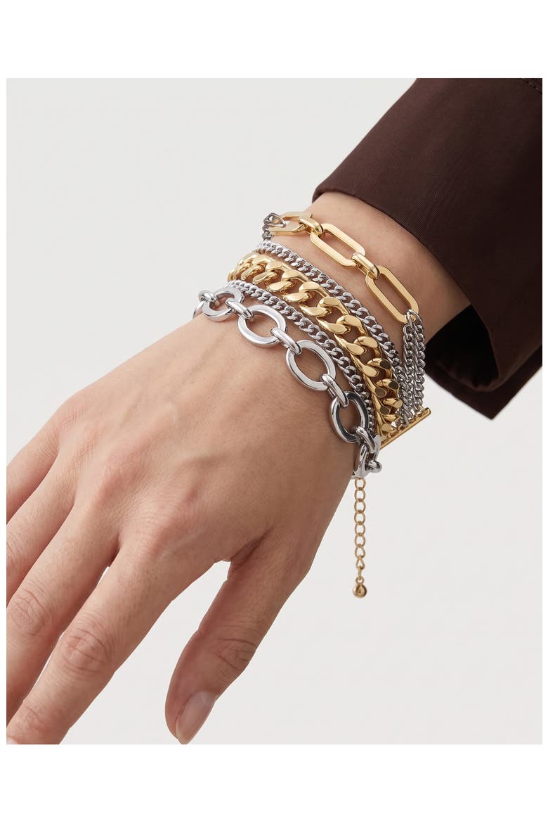 Mixed Chain Multi Strand Bracelet, Main, color, GOLD/ SILVER