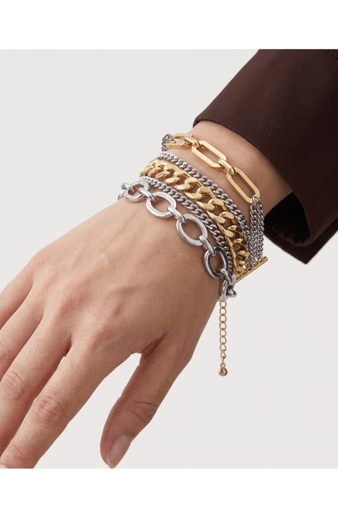 Mixed Chain Multi Strand Bracelet