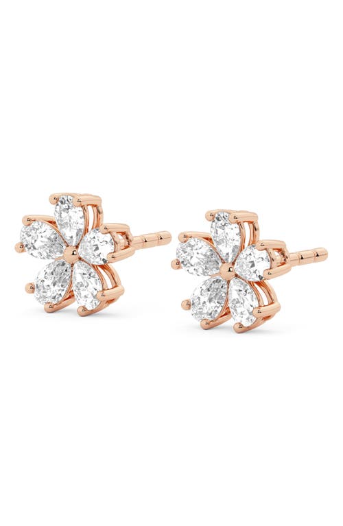 Everyday By Hautecarat Lab Grown Diamond Flower Stud Earrings In 14k Rose Gold