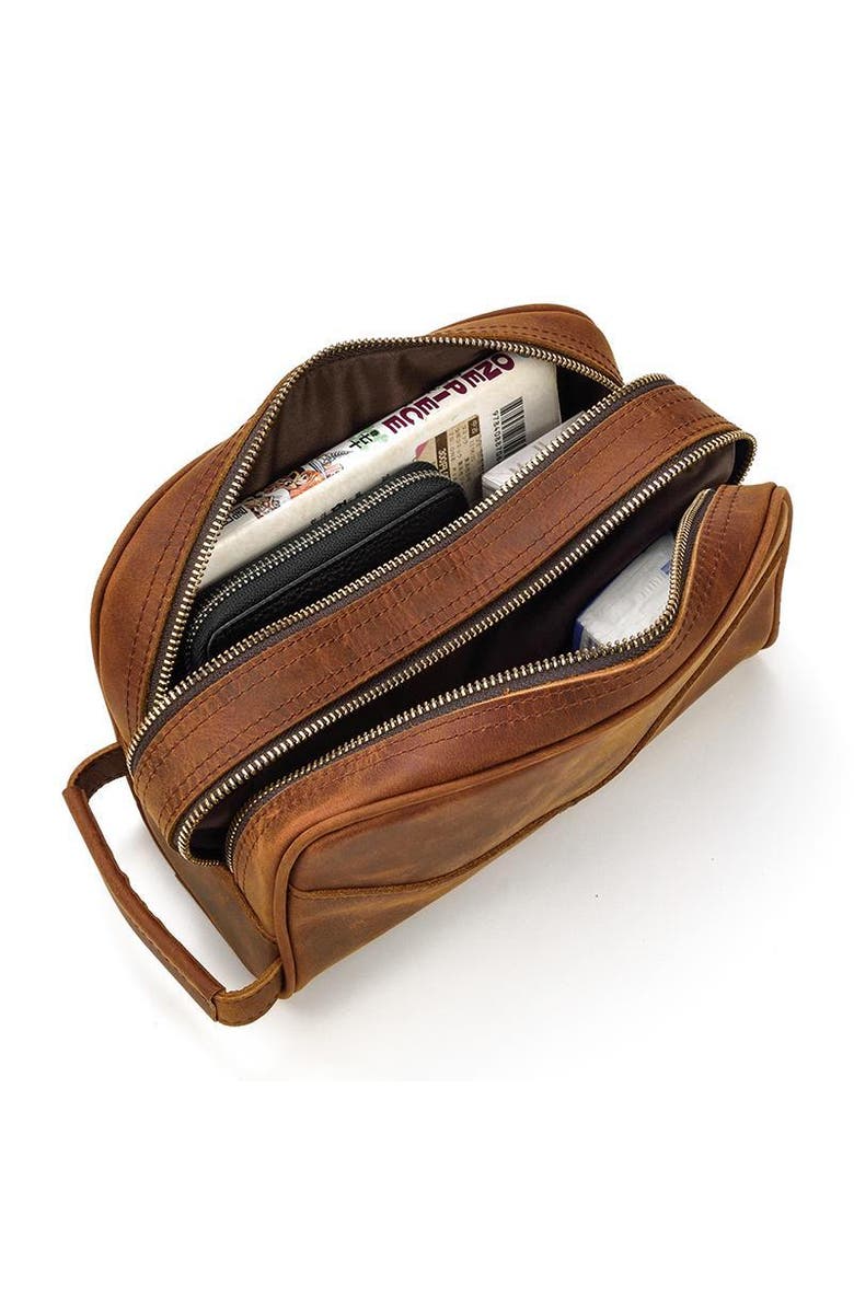 STEEL HORSE LEATHER The Nomad Toiletry Bag | Genuine Leather Travel Toiletry Bag, Alternate, color, Brown