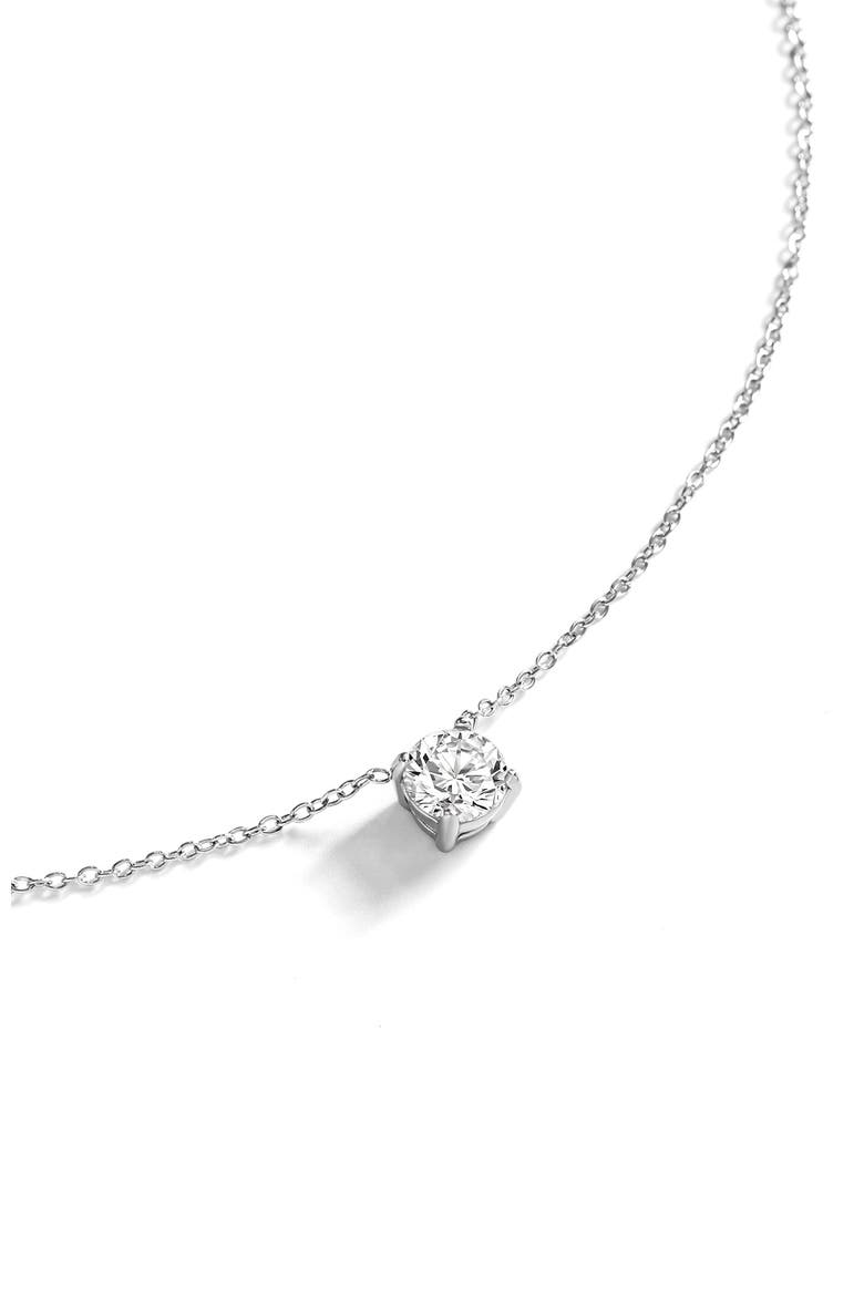 Dainty Solitaire Pendant Necklace, Alternate, color, Silver