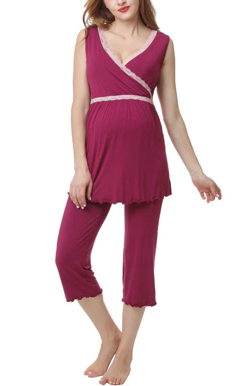 Kimi & Kai Penny Maternity/nursing Pajamas Set In Deep Berry
