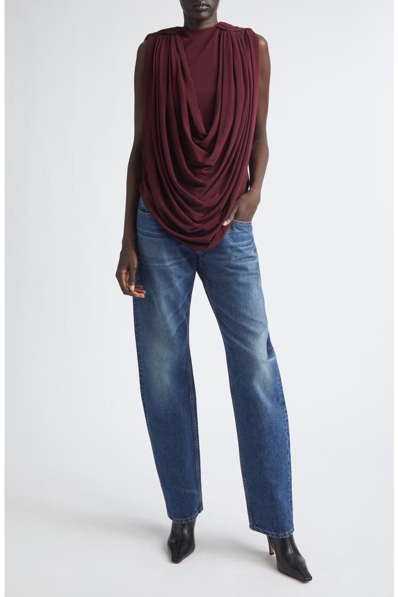 Astor Draped Jersey Top, Alternate, color, MERLOT