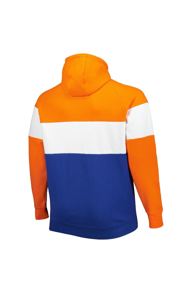 New Era Men's New Era Orange/Royal Denver Broncos Big & Tall Throwback Colorblock Fleece Raglan Pullover Hoodie, Alternate, color, Orange