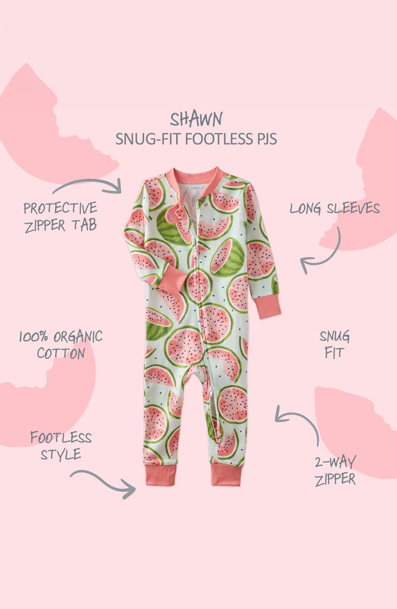 BUTTERBLU Shawn Footless Organic Cotton One-Piece Pajamas, Alternate, color, One In A Melon