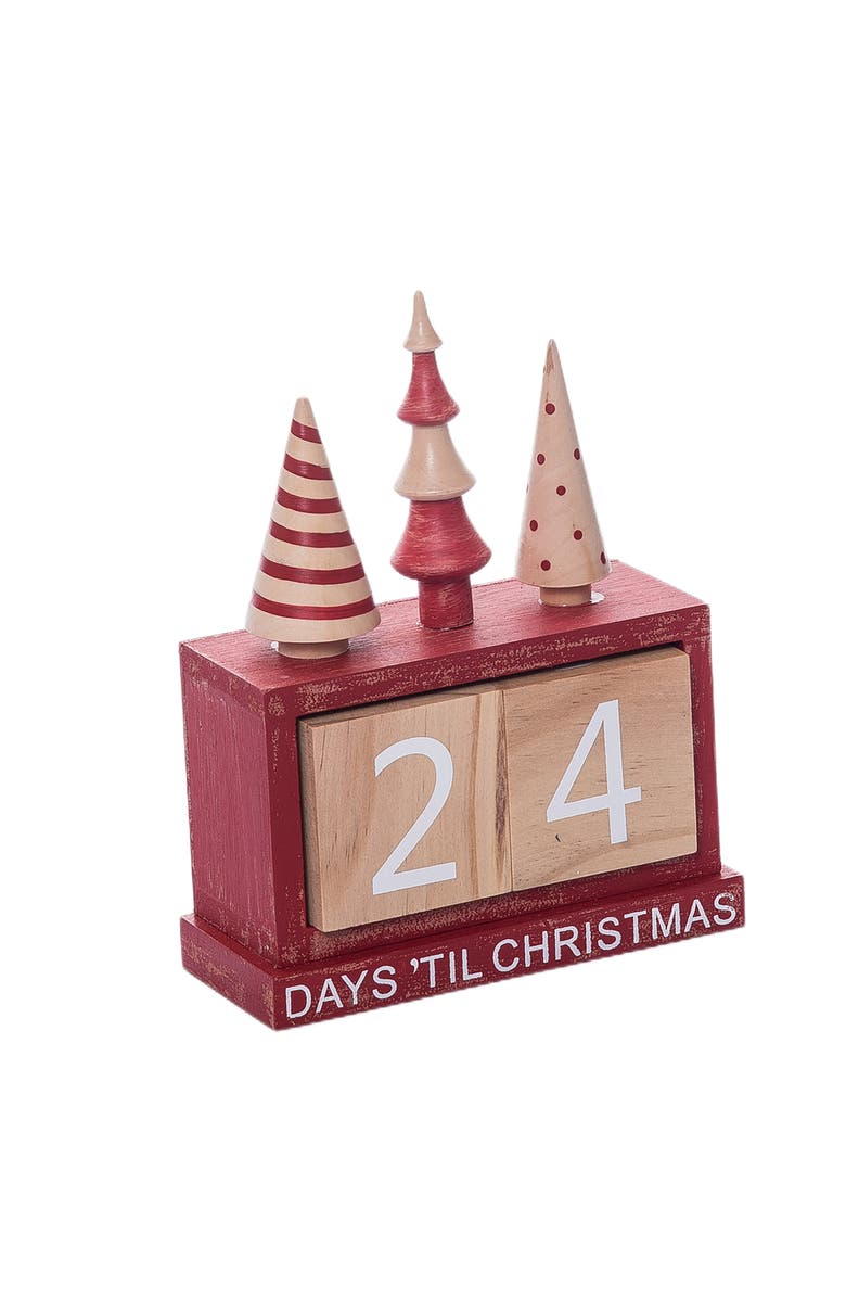 Transpac Multicolor Rustic Christmas Tree Advent Calendar Set of 3, Alternate, color, Red