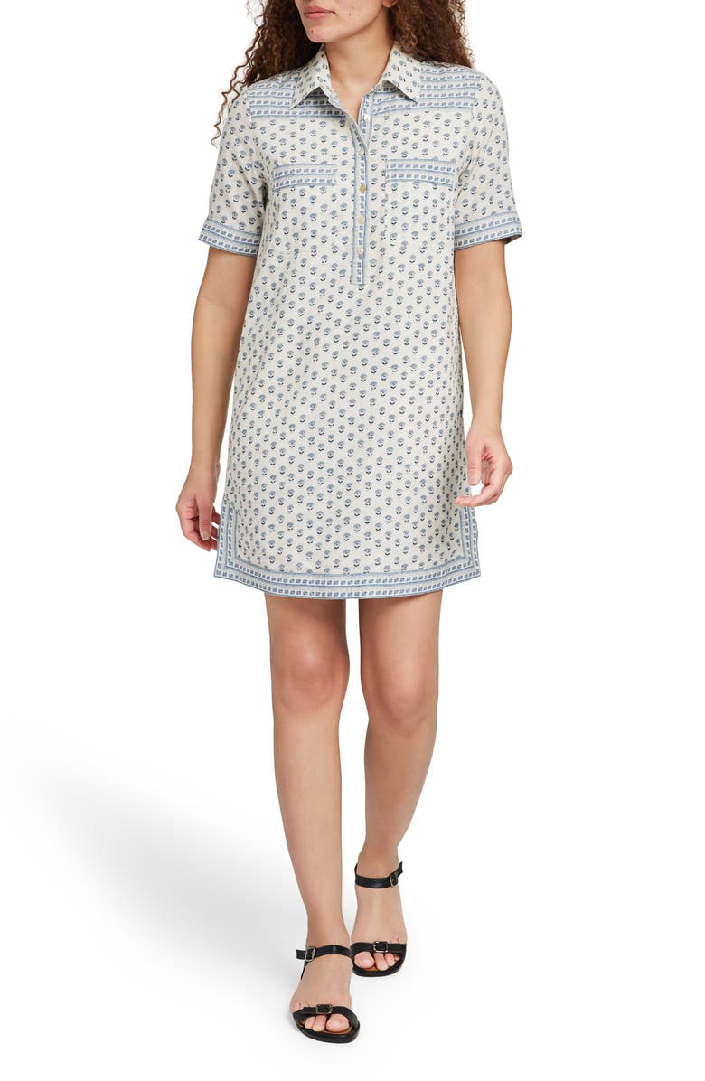 Faherty Rae Linen Blend Mini Shirtdress, Main, color, White Lotus
