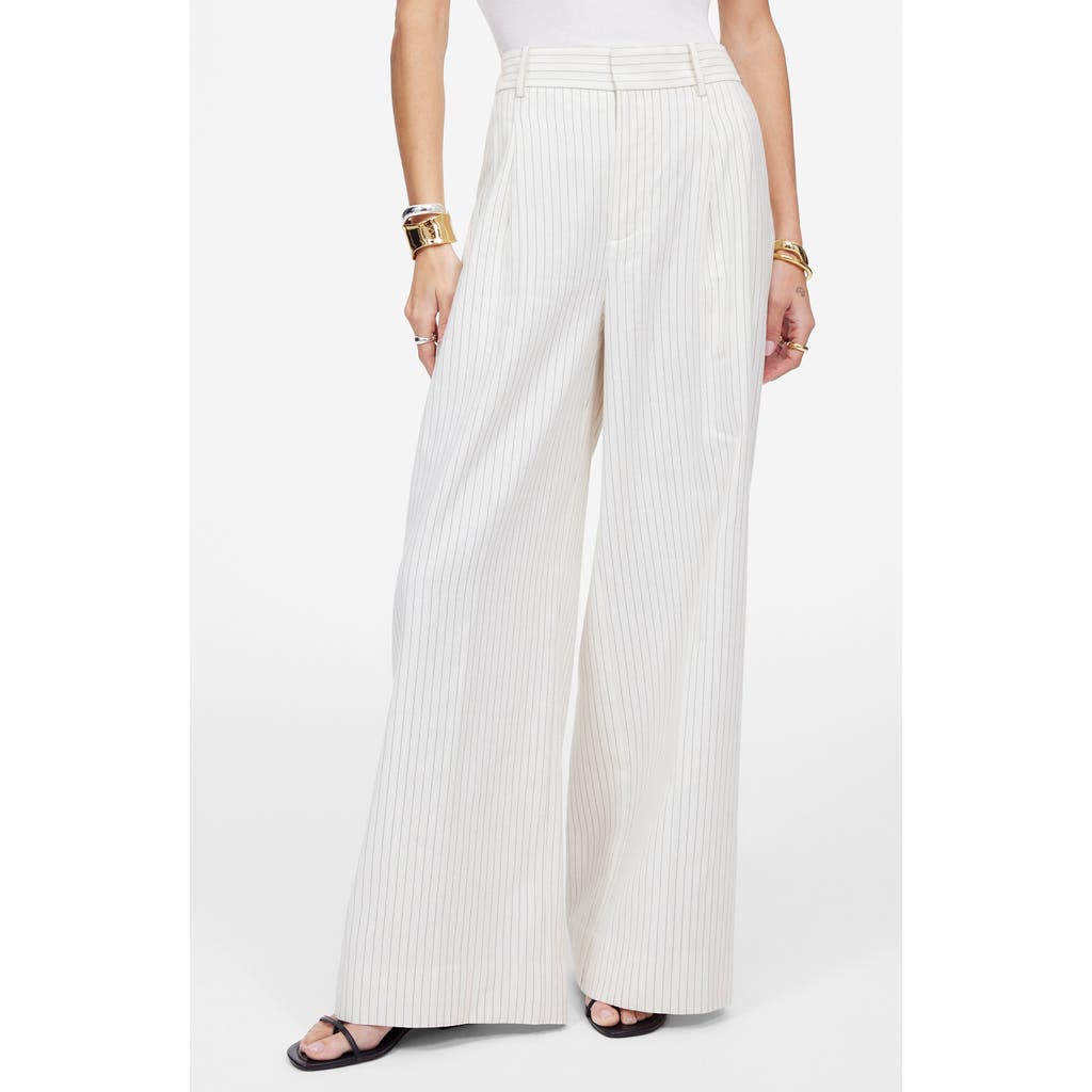 Madewell Superwide Leg Linen & Cotton Blend Pants In Tan And Black Stripe