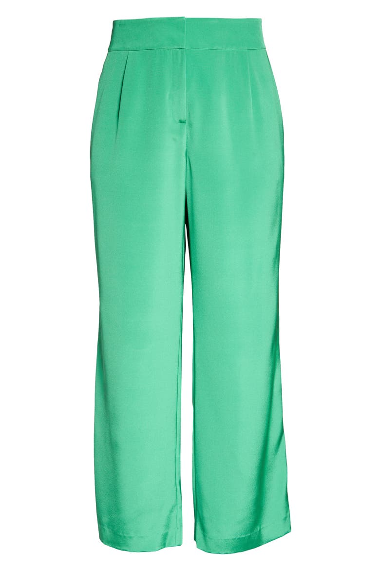 Dalton Stretch Silk Wide Leg Pants, Alternate, color, GARDEN GREEN