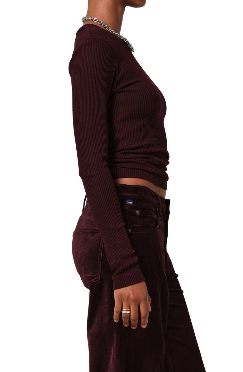 Citizens of Humanity Bina Rib Crewneck Sweater, Alternate, color, Burgundy