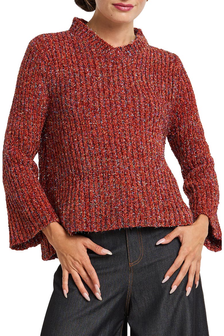 Vickie Metallic Mock Neck Sweater, Main, color, RUST