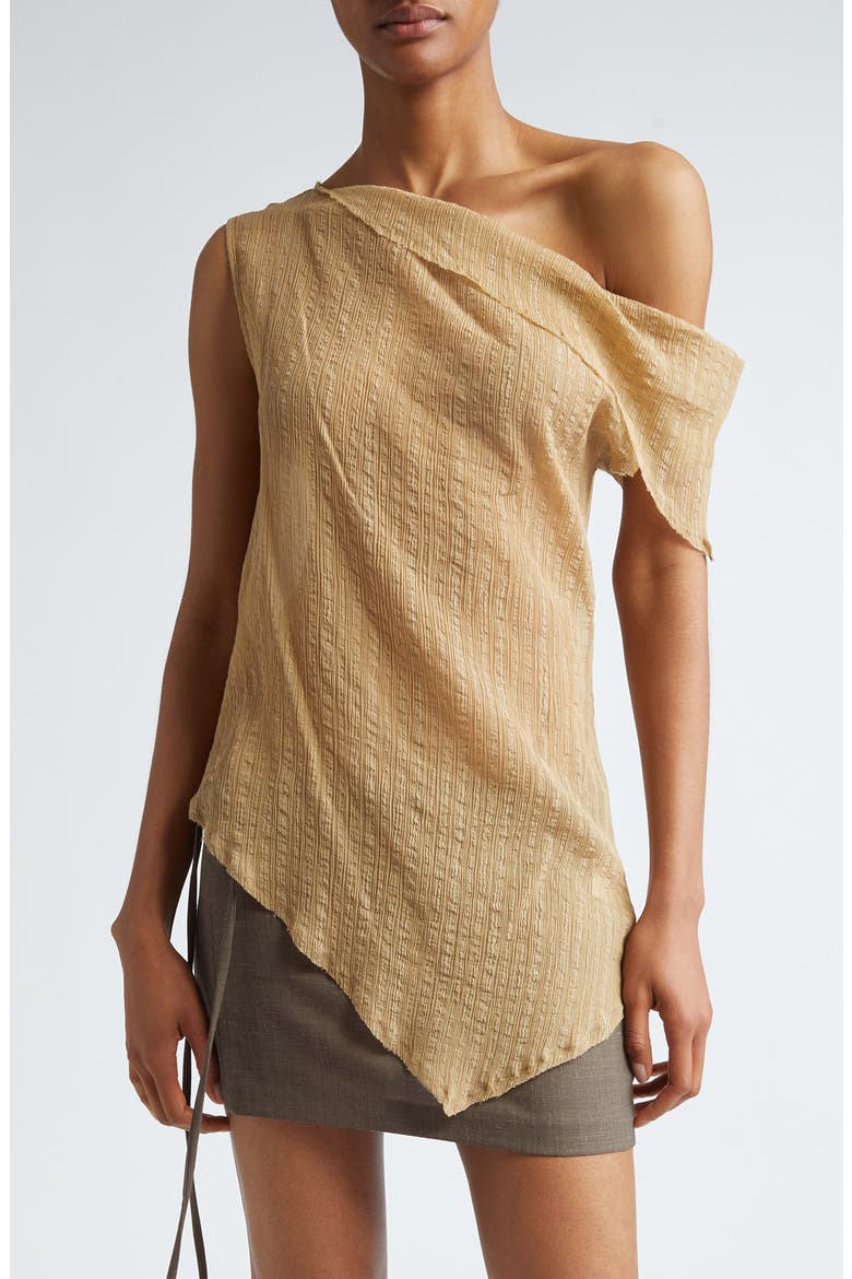 Susan Asymmetric One-Shoulder Sheer Top (Nordstrom Exclusive), Main, color, ECRU