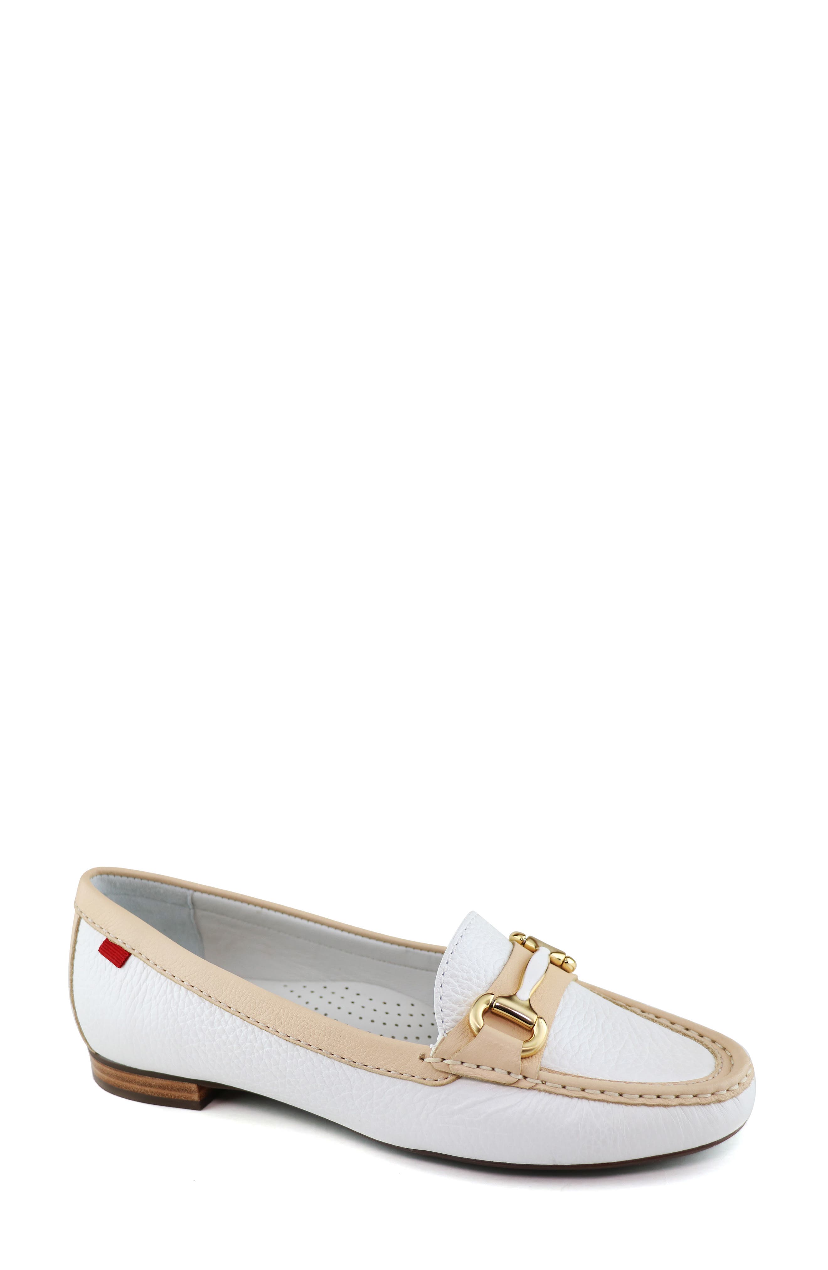 Grand Street Leather Buckle Loafer, Main, color, WHITE CHAMPAGNE GRAINY