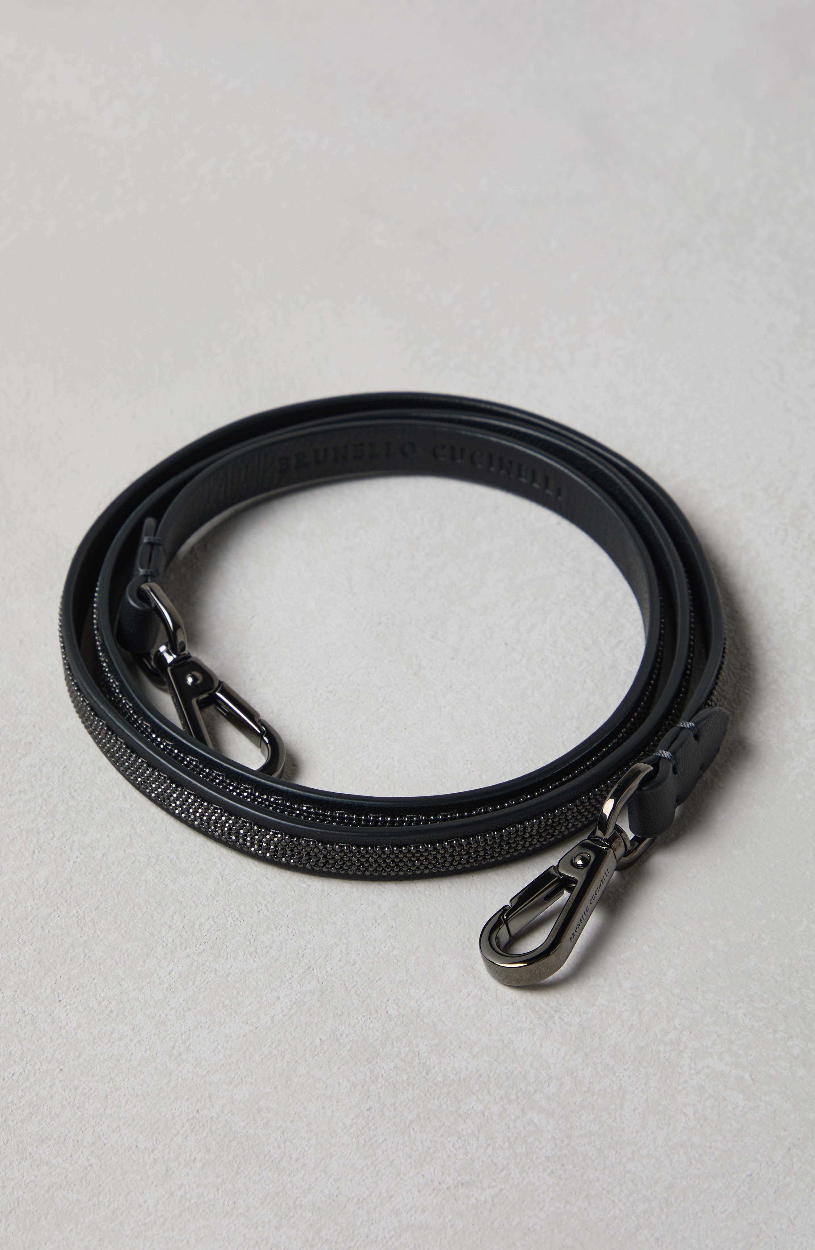 Brunello Cucinelli Precious shoulder strap in leather, Alternate, color, 