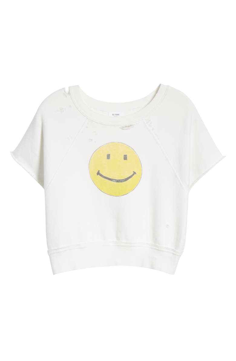 Re/Done Smiley Raw Sweatshirt, Alternate, color,