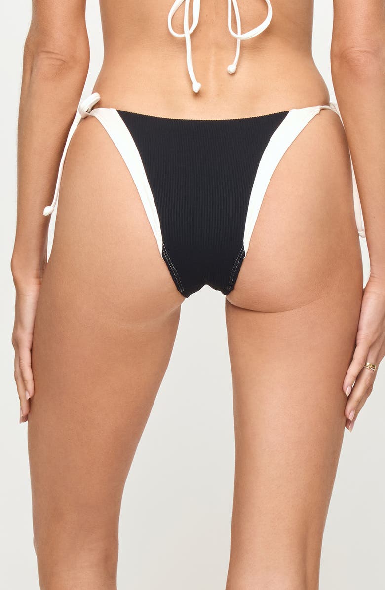 LSPACE Riannon Jersey & Rib Bikini Bottoms, Alternate, color, Black/ Cream