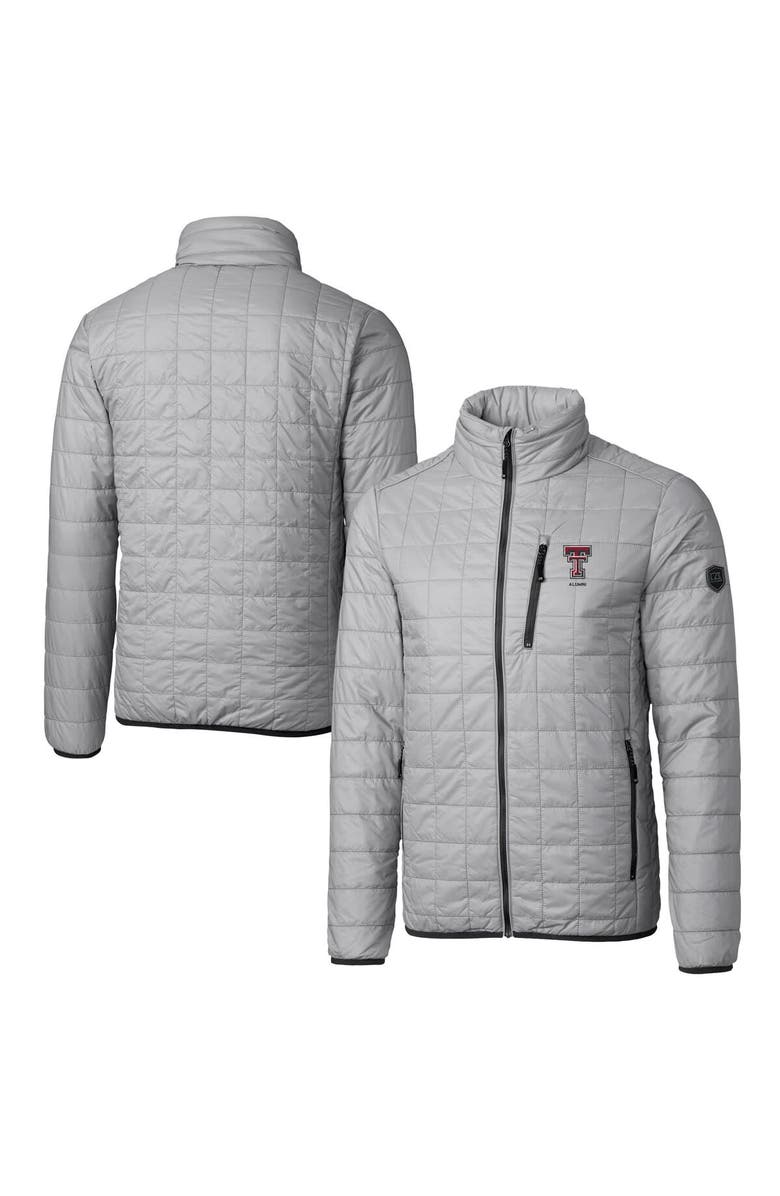 Cutter & Buck Men's Cutter & Buck Gray Texas Tech Red Raiders Alumni Logo Rainier PrimaLoft Eco Insulated Full-Zip Puffer Vest, Main, color,