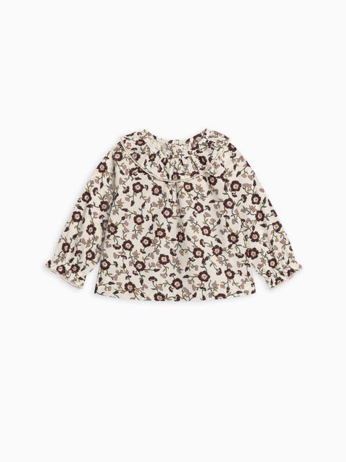 Kendi Shirley Poplin Ruffle Collar Shirt In Brown