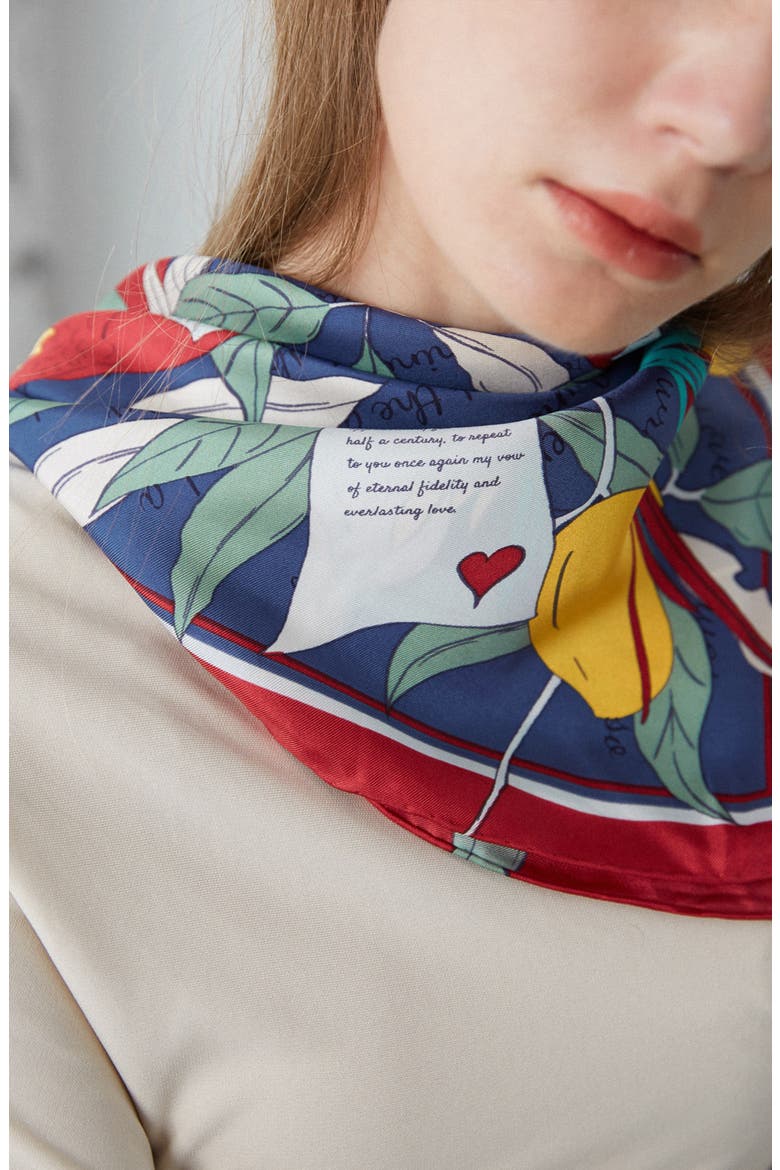 El Amor Silk Bandana, Alternate, color, RED