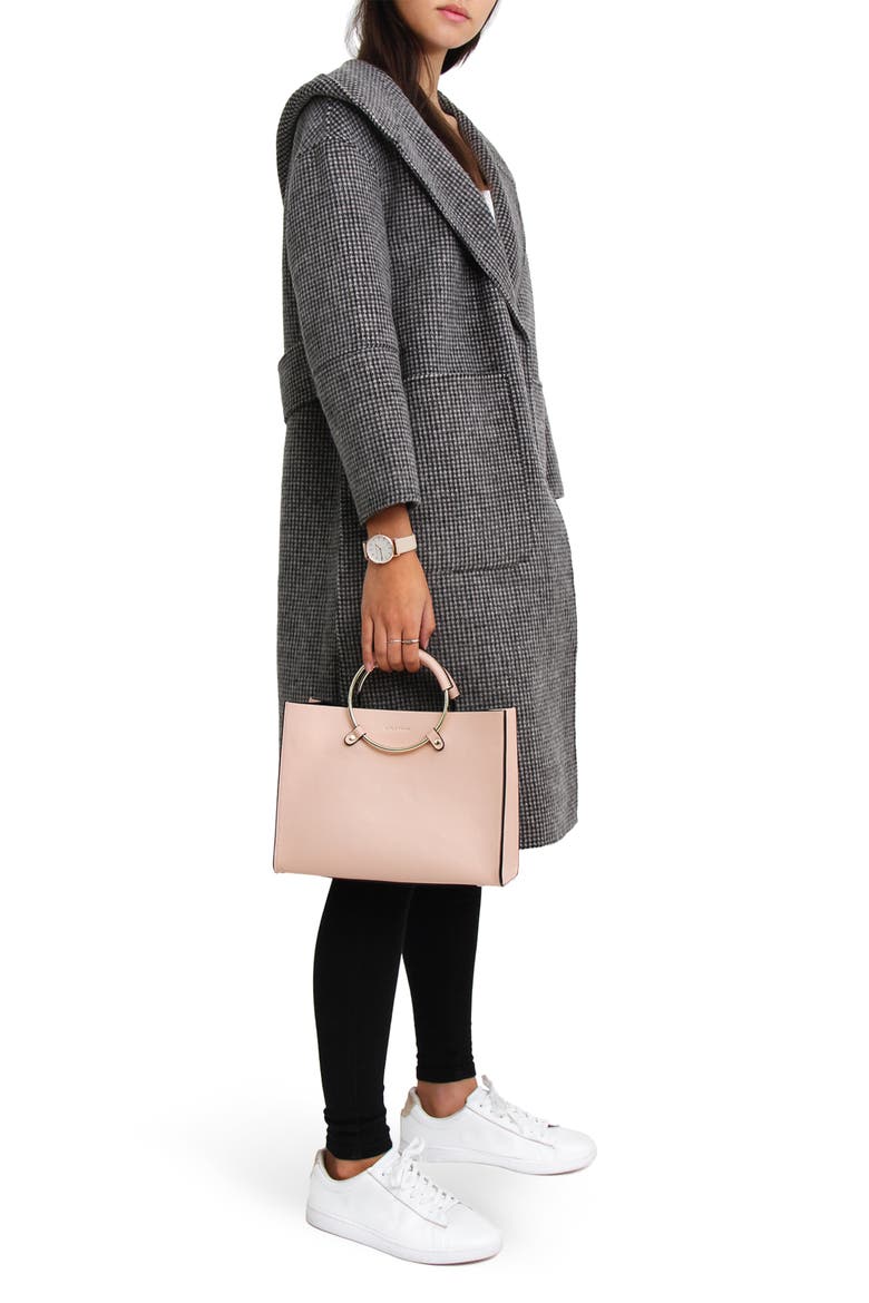 Walk This Way Houndstooth Print Wool Blend Coat, Alternate, color, BLACK/ WHITE