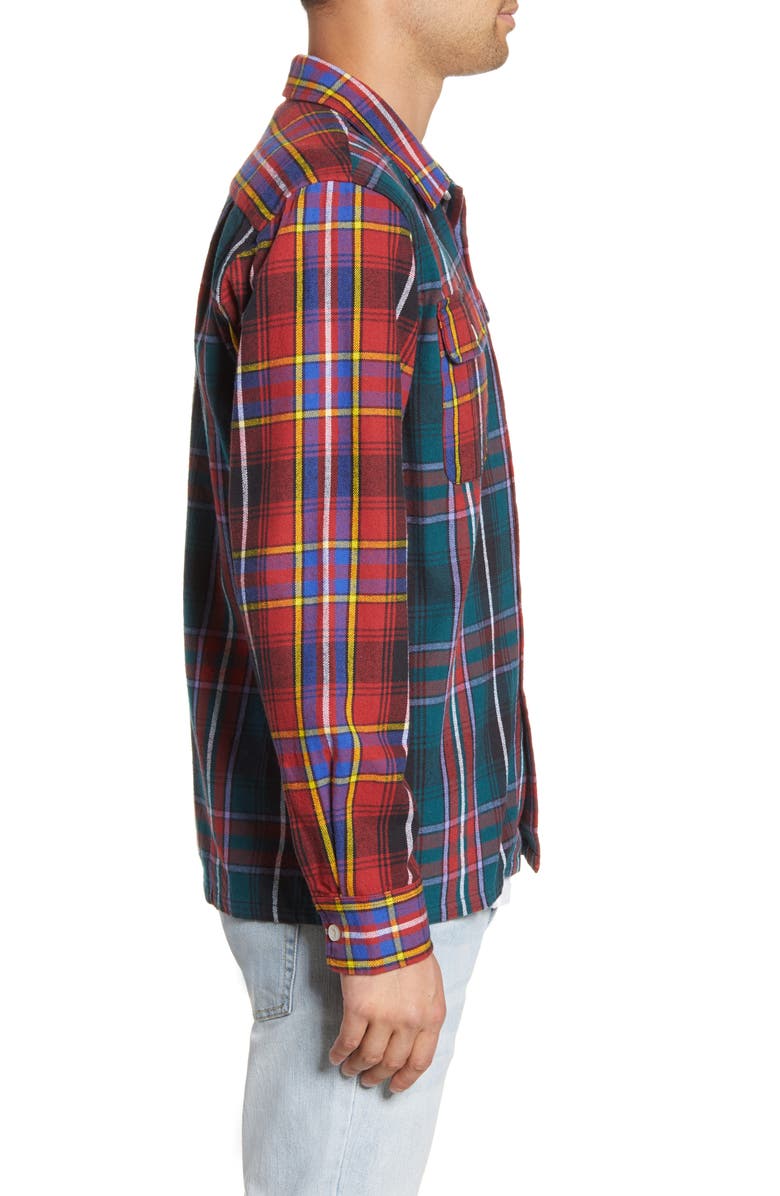 Obey Capitol Plaid Button-Up Flannel Shirt Jacket, Alternate, color, 