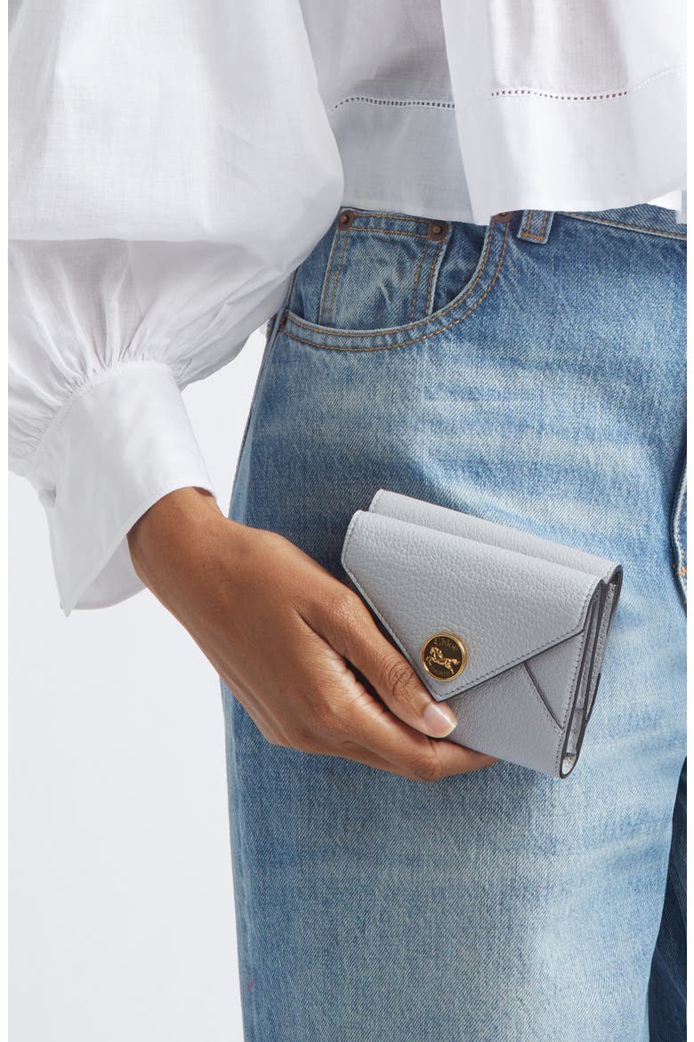 Leather Envelope Trifold Wallet, Alternate, color, GREYISH BLUE