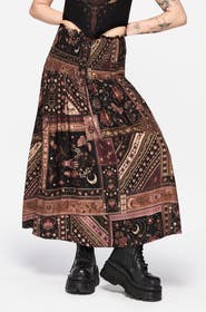 Disturbia Nola Folk Patchwork Midi Skirt