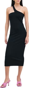 Marcella Cameron One-Shoulder Ponte Midi Dress