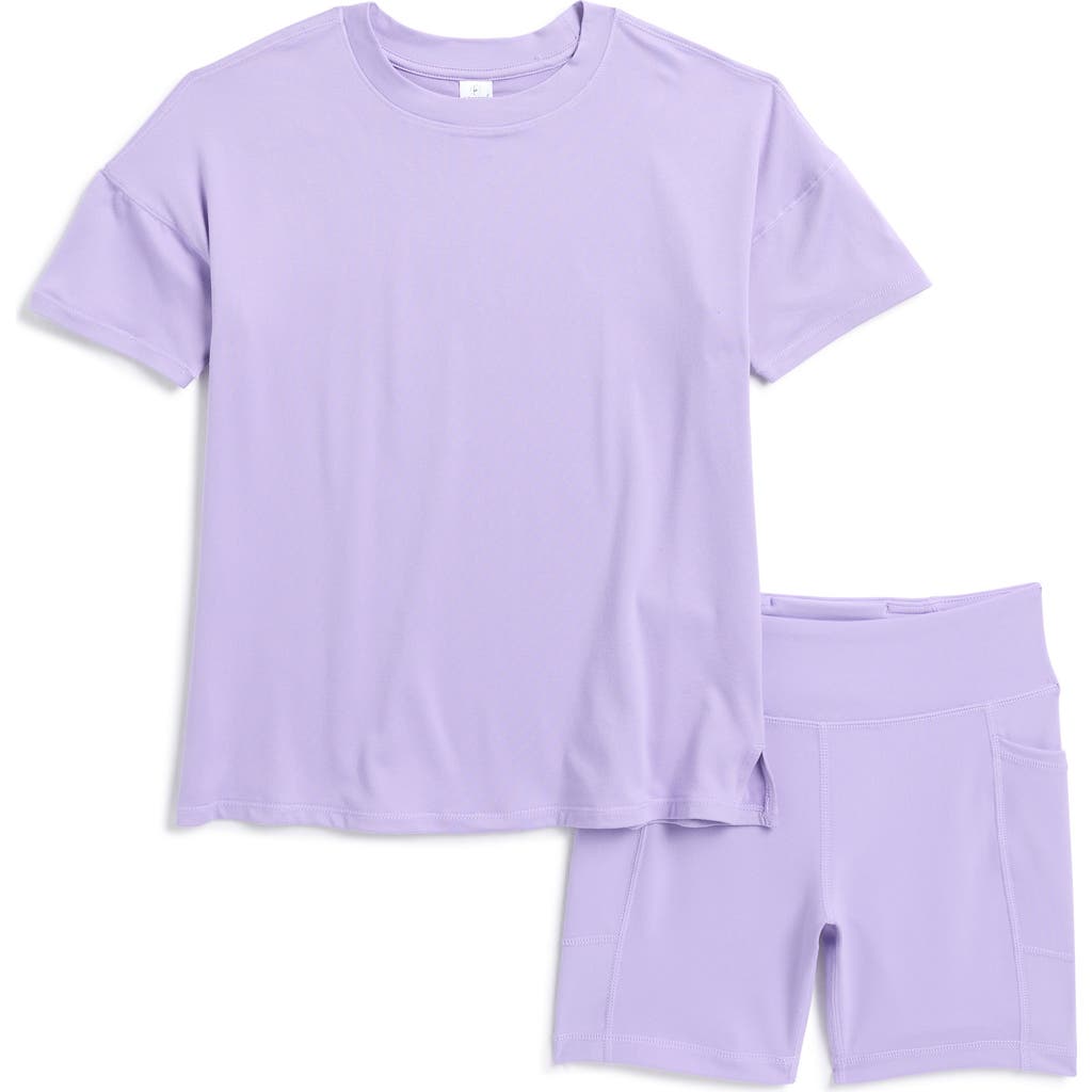 90 Degree By Reflex Kids' Short Sleeve Tee & Shorts Set In Sand Verbena