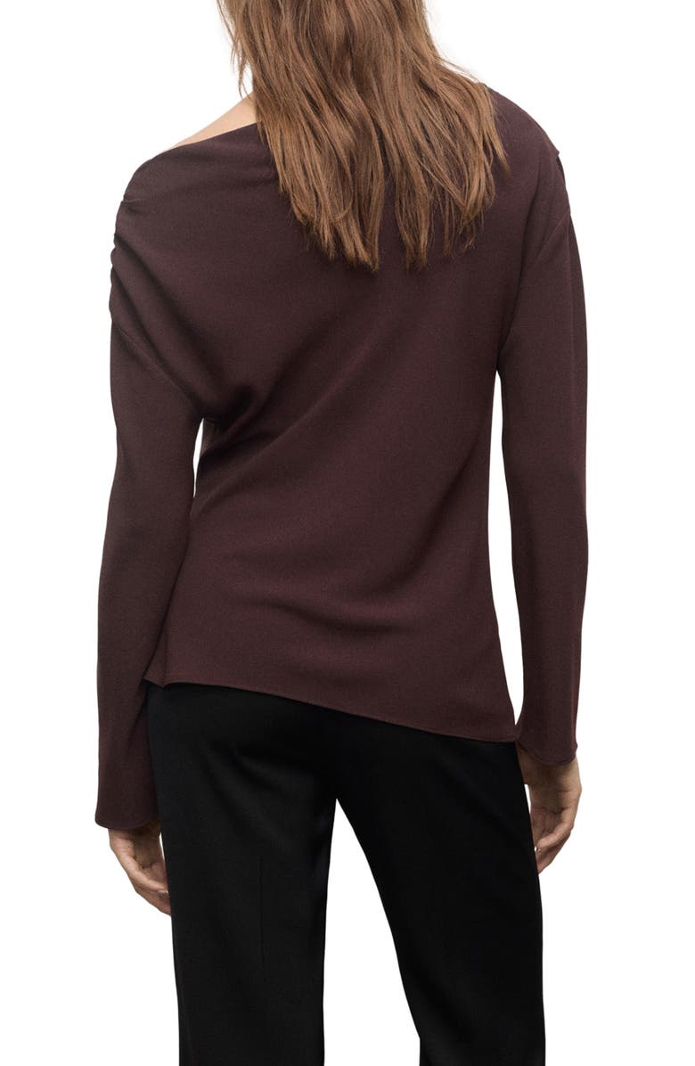 MANGO Asymmetric Long Sleeve Top, Alternate, color, Brown