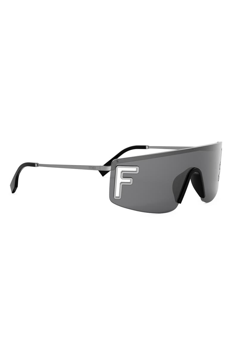 Fendi Sport Rectangular Sunglasses, Alternate, color, Shiny Light Ruthenium / Smoke