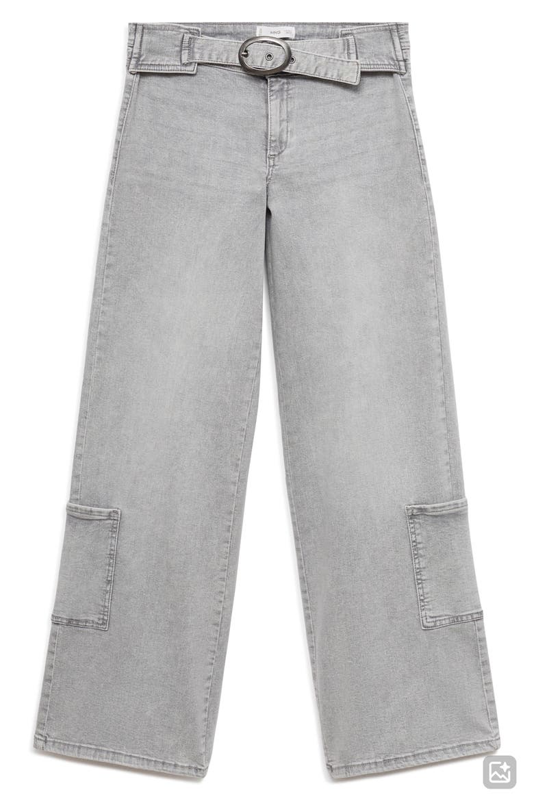 Buckle Low Rise Wide Leg Cargo Jeans, Alternate, color, DENIM GREY