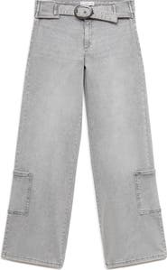 MANGO TEEN Buckle Low Rise Wide Leg Cargo Jeans