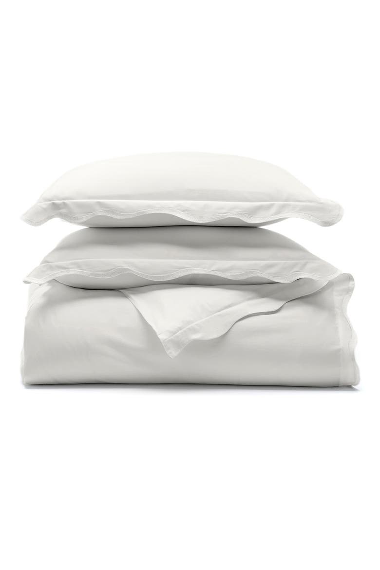 Signature Curved Edge Duvet Cover & Shams Set, Main, color, WHITE/ WHITE