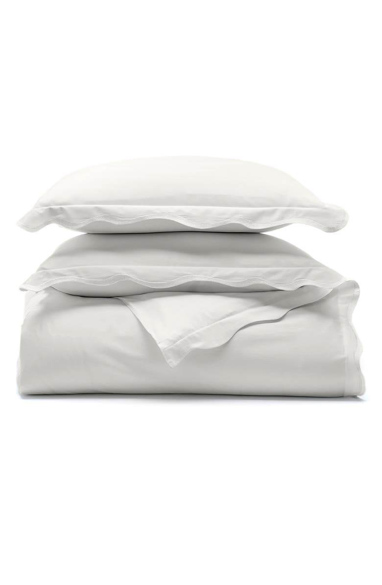 Boll & Branch Signature Curved Edge Duvet Cover & Shams Set, Main, color, White/ White