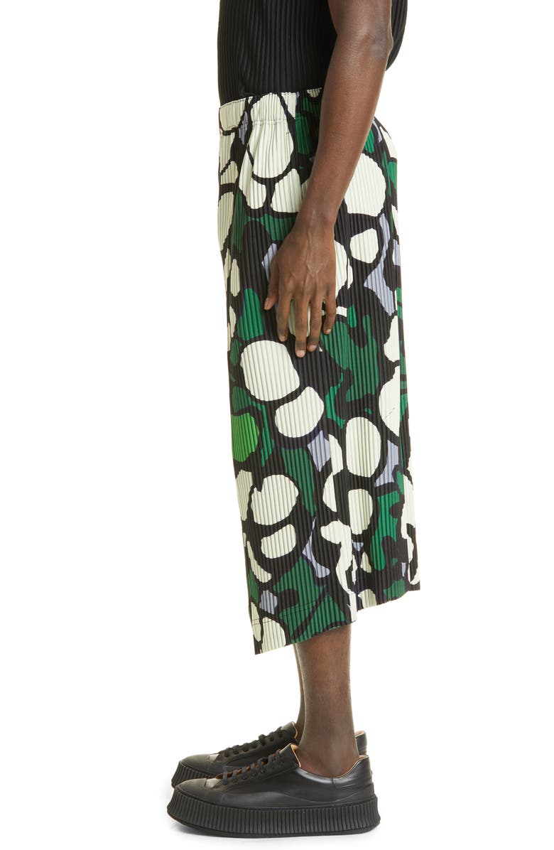 Homme Plissé Issey Miyake Cotton Bolls Floral Pleated Crop Wide Leg Pants, Alternate, color,