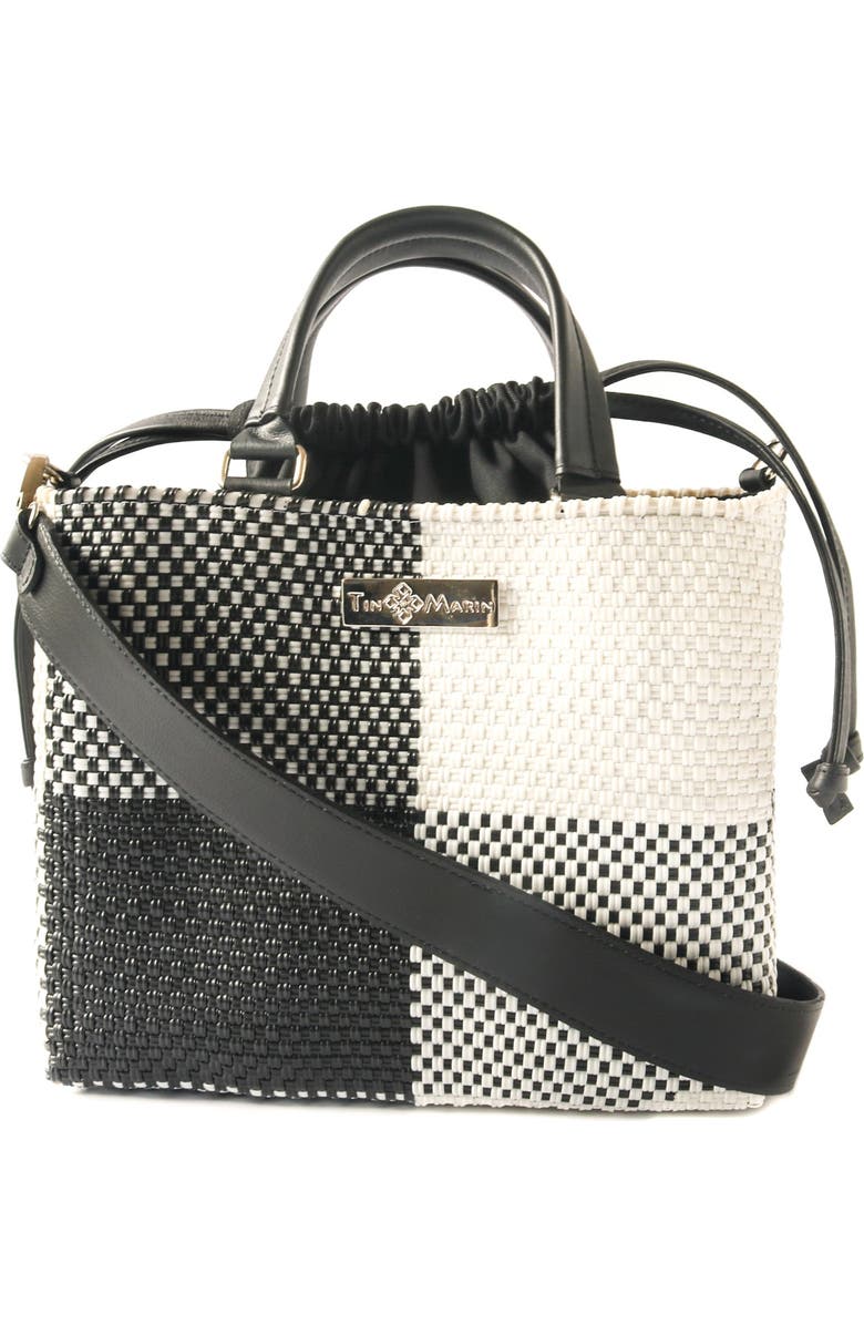 Tin Marin Lucy Medium Woven Crossbody Drawstring Bag, Main, color, Black