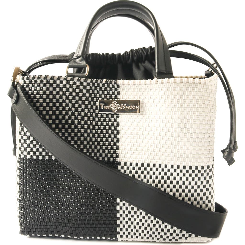 Tin Marin Lucy Medium Woven Crossbody Drawstring Bag In Black
