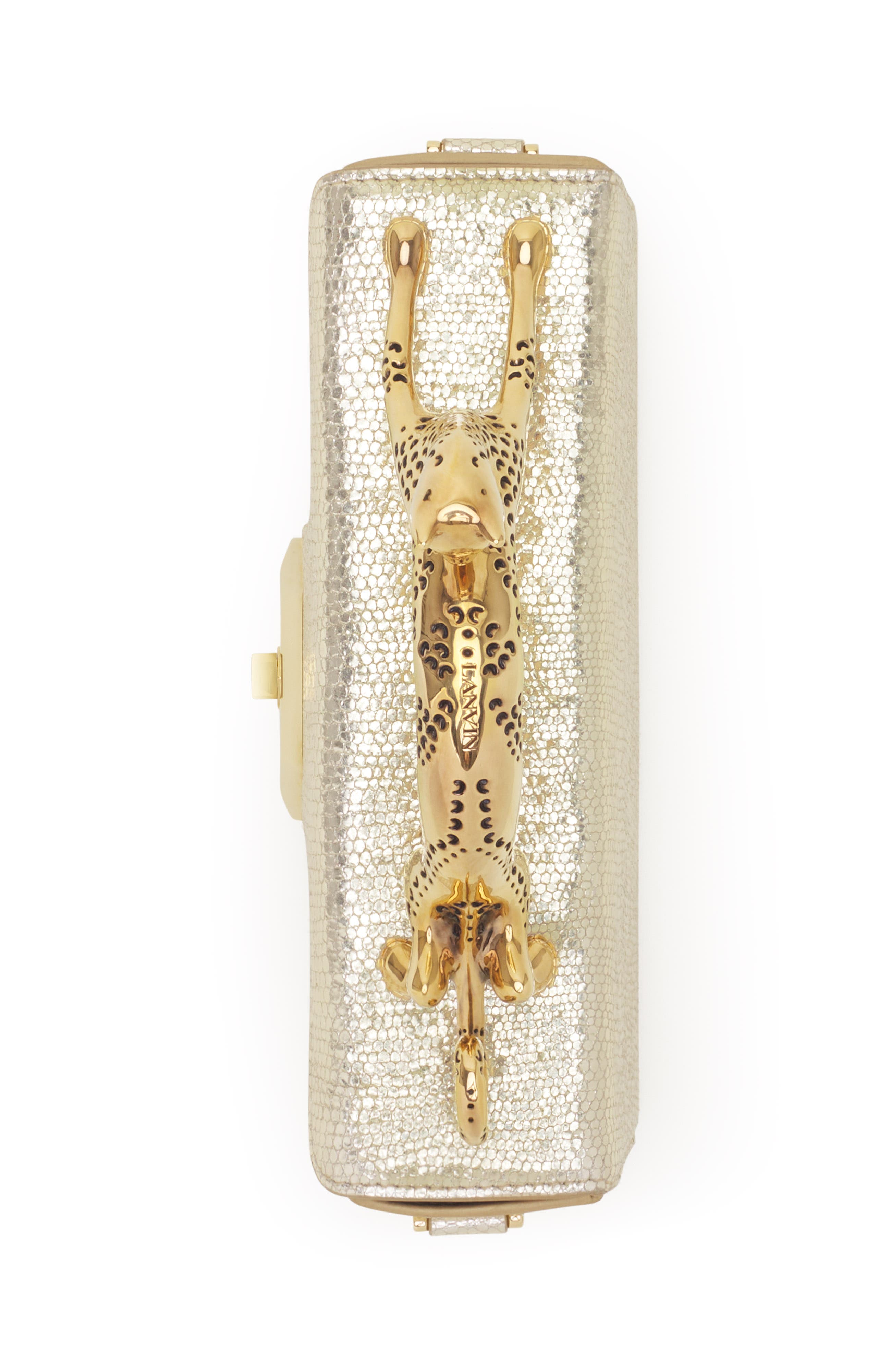 Pencil Cat Nano Bag In Crackled Metallic Leather, Alternate, color, Gold