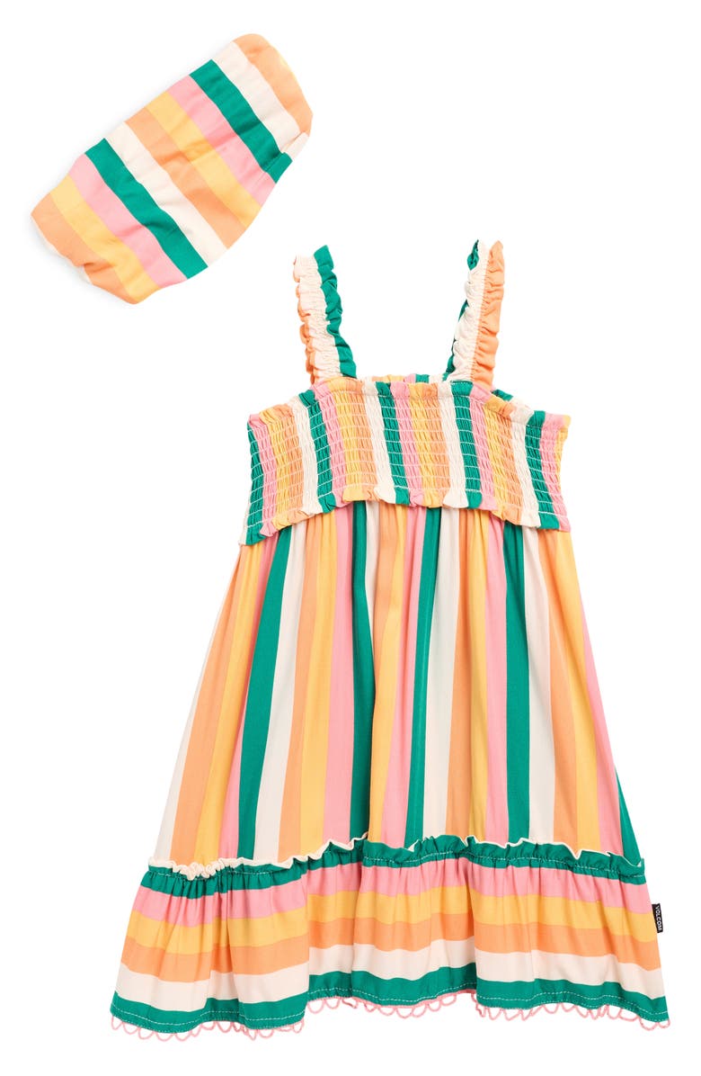 Jessica Simpson Kids' Stripe Dress & Headband Set, Main, color, Yellow Multi